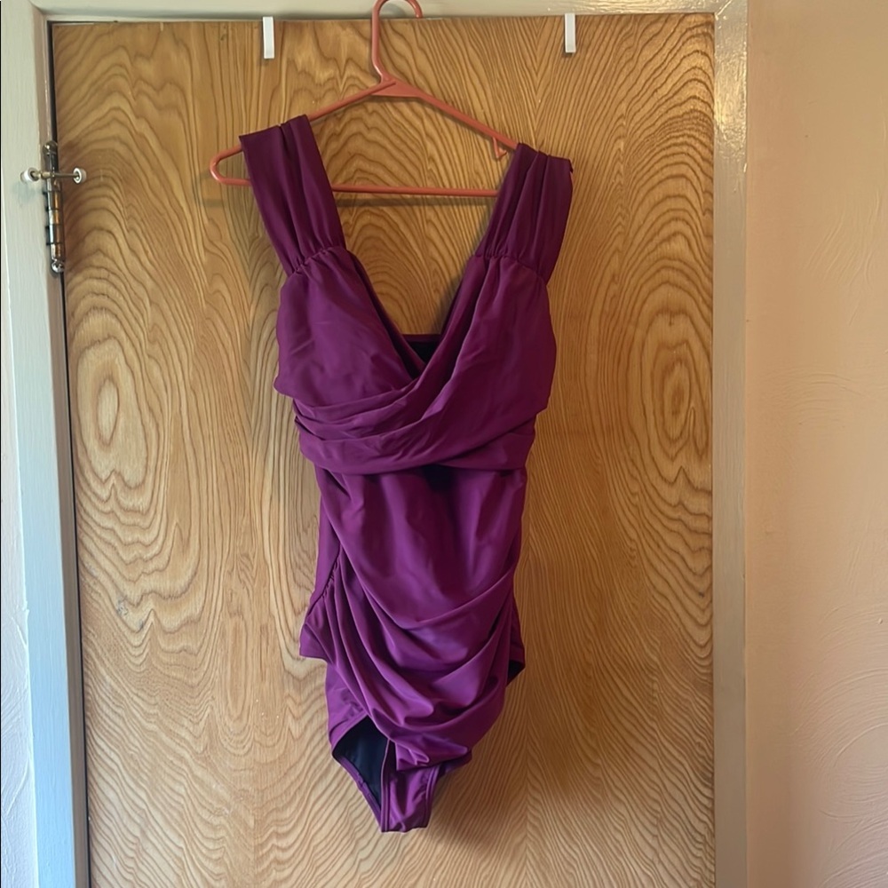 Plus Size Wine Purple One Piece Swimsuit